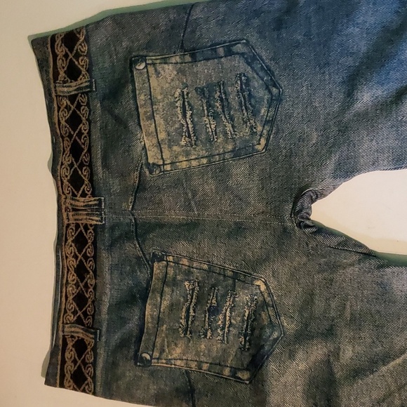 Distressed jean look, women's M leggings with light fleece linning - Picture 5 of 7